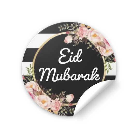 Eid Stickers | Black Vintage Floral Stripes