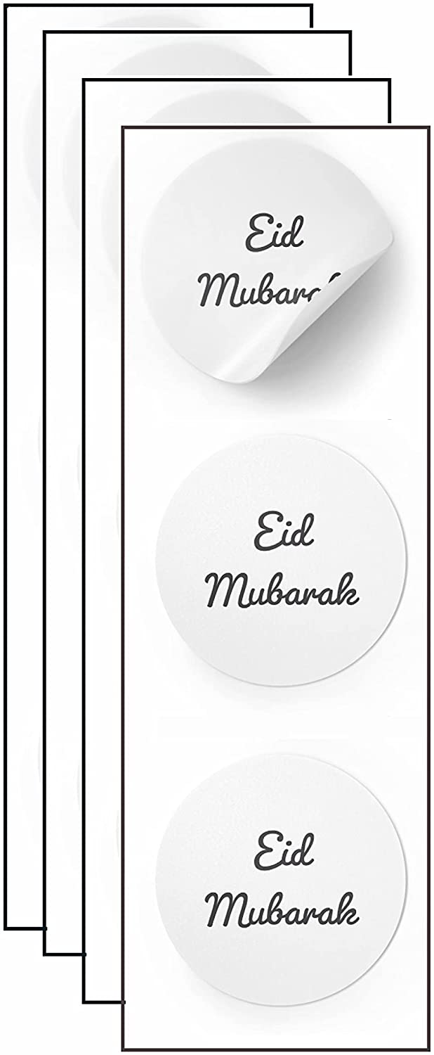 Eid Greeting Card Set of 10 Mini Cards (8cm) 10 Envelopes 10 Stickers featuring Black Floral Garden Design and English Arabic Text