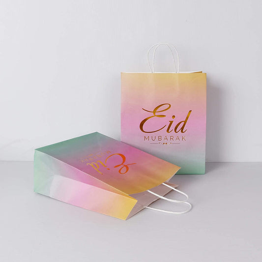 Eid Mubarak Paper Gift Bag- 25 * 21 * 10cm(Set of 12)