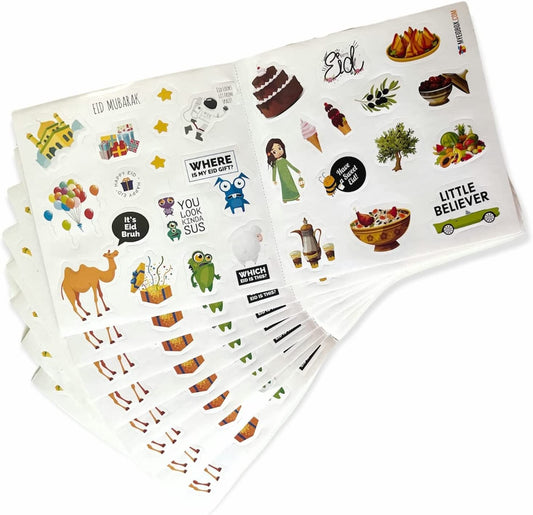 Eid Stickers | Funny Millennial Lingo Stickers Sheet for Kids 8 Sheets