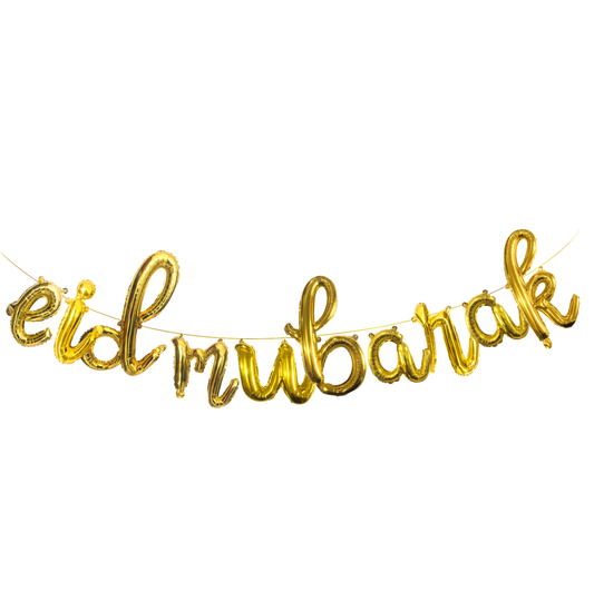 Eid Mubarak Balloons Decorations Banner Balloon Cursive Letters (Gold)