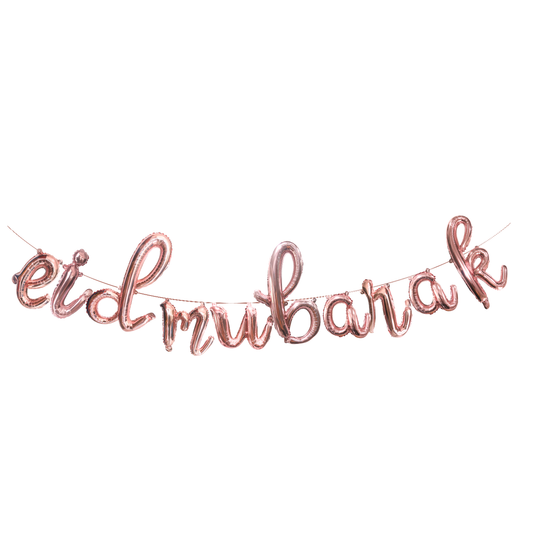 Eid Mubarak Balloons Decorations Banner Balloon Cursive Letters (Rose Gold)