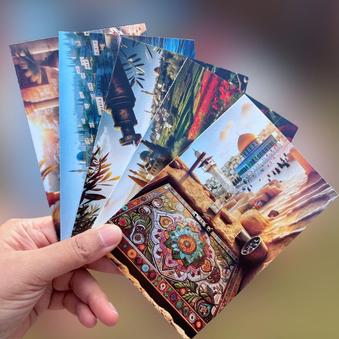 Palestine Heritage Greeting Cards - Set of 10, 6x4 Inches, 5 Unique Designs, Blank Inside, with 10 Black Envelopes