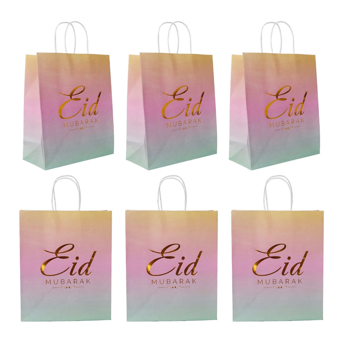Eid Mubarak Paper Gift Bag- 25 * 21 * 10cm(Set of 12)
