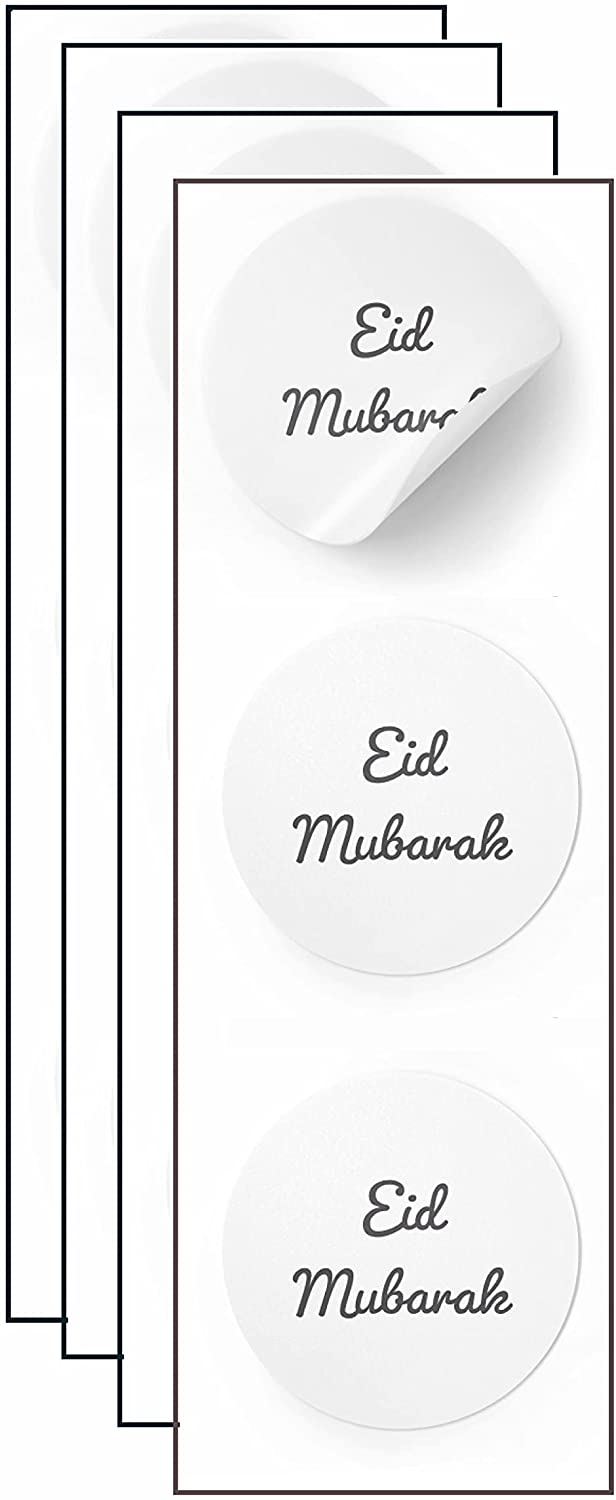 Eid Greeting Card Set of 10 Mini Cards (8cm) 10 Envelopes 10 Stickers featuring Water Color Royal Blue, white