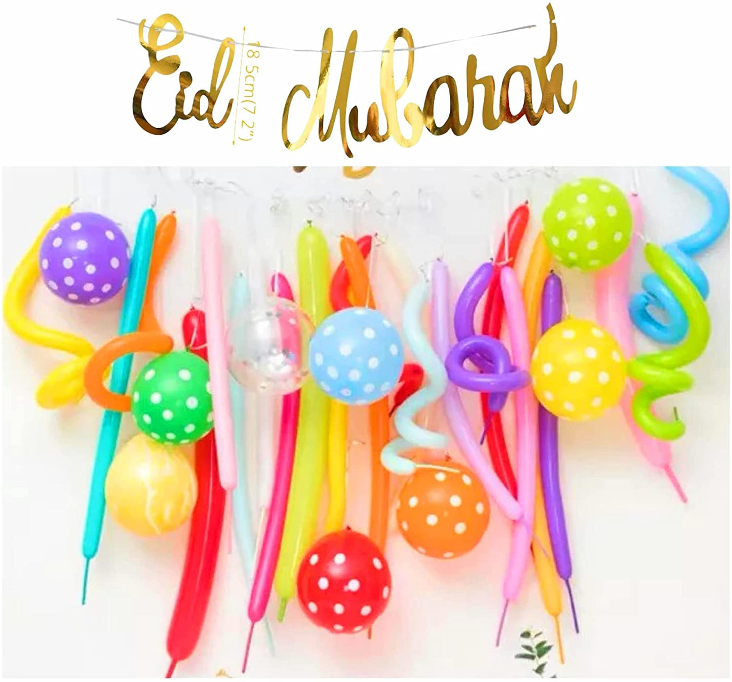Eid Mubarak Balloon Colorful Garland kit with Eid Banner and Long Balloons Decoration Kit Party Supplies Balloon Set Party Theme Kits…