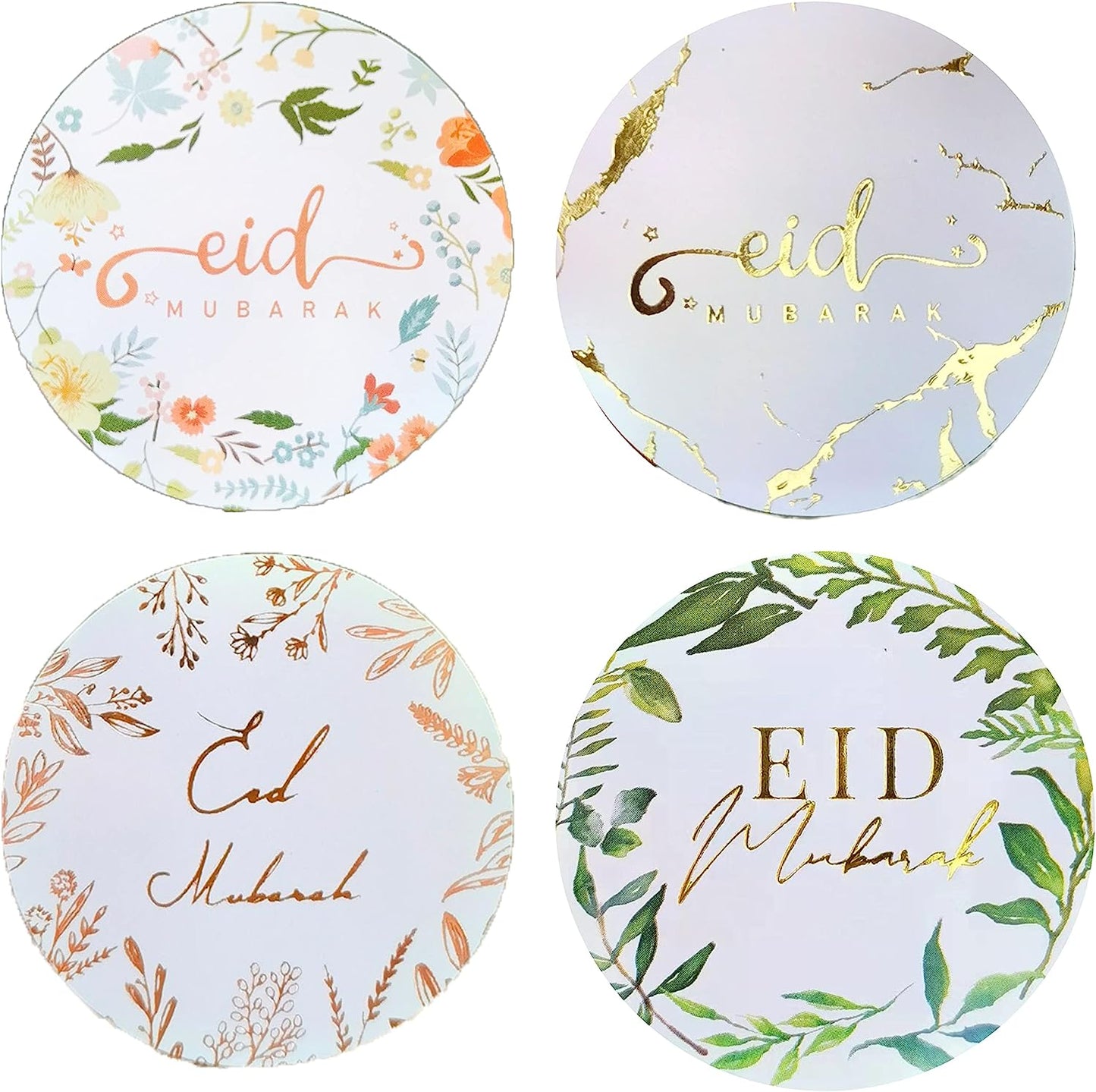 40 Pcs Eid Mubarak Stickers (4cm) Self Adhesive Use for Goodie Bags, Party Favors, Money Envelopes, Greeting Cards, Gift Bags,Gift Boxes, and Cookie Box (Foil Stamping)